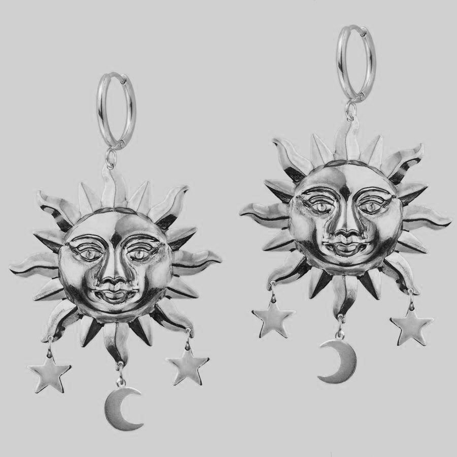 1 Pair Classical Exaggerated Sun Star Moon Alloy Plating Women's Drop Earrings display picture 1