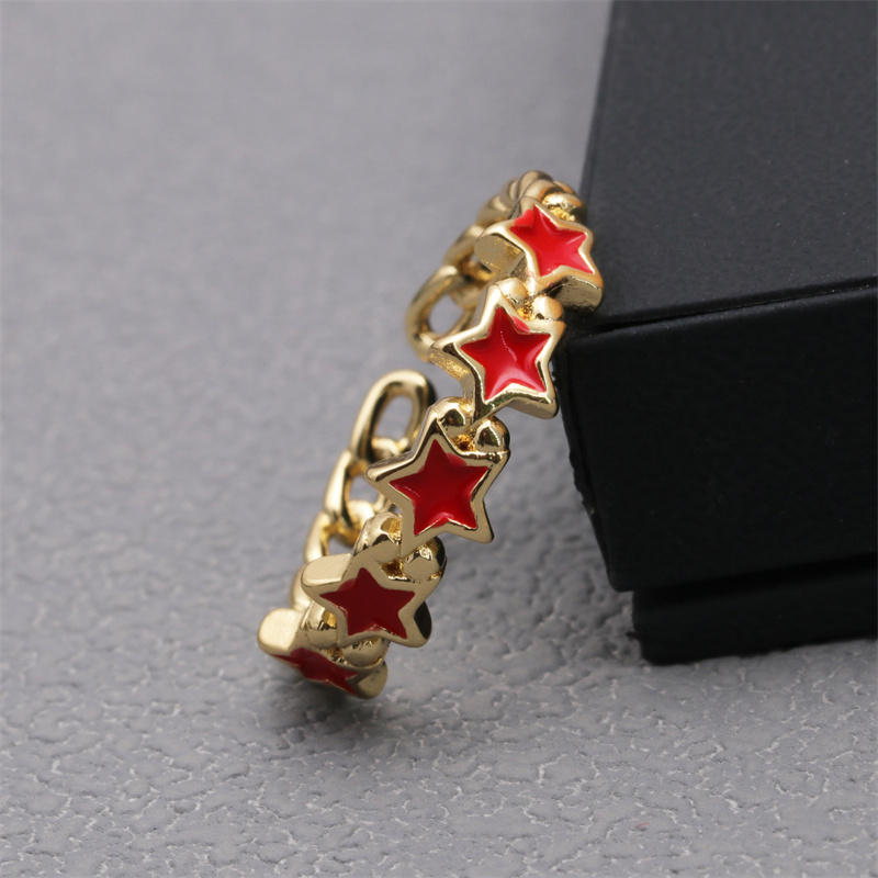 1 Piece Modern Style Star Copper Enamel Open Ring display picture 9