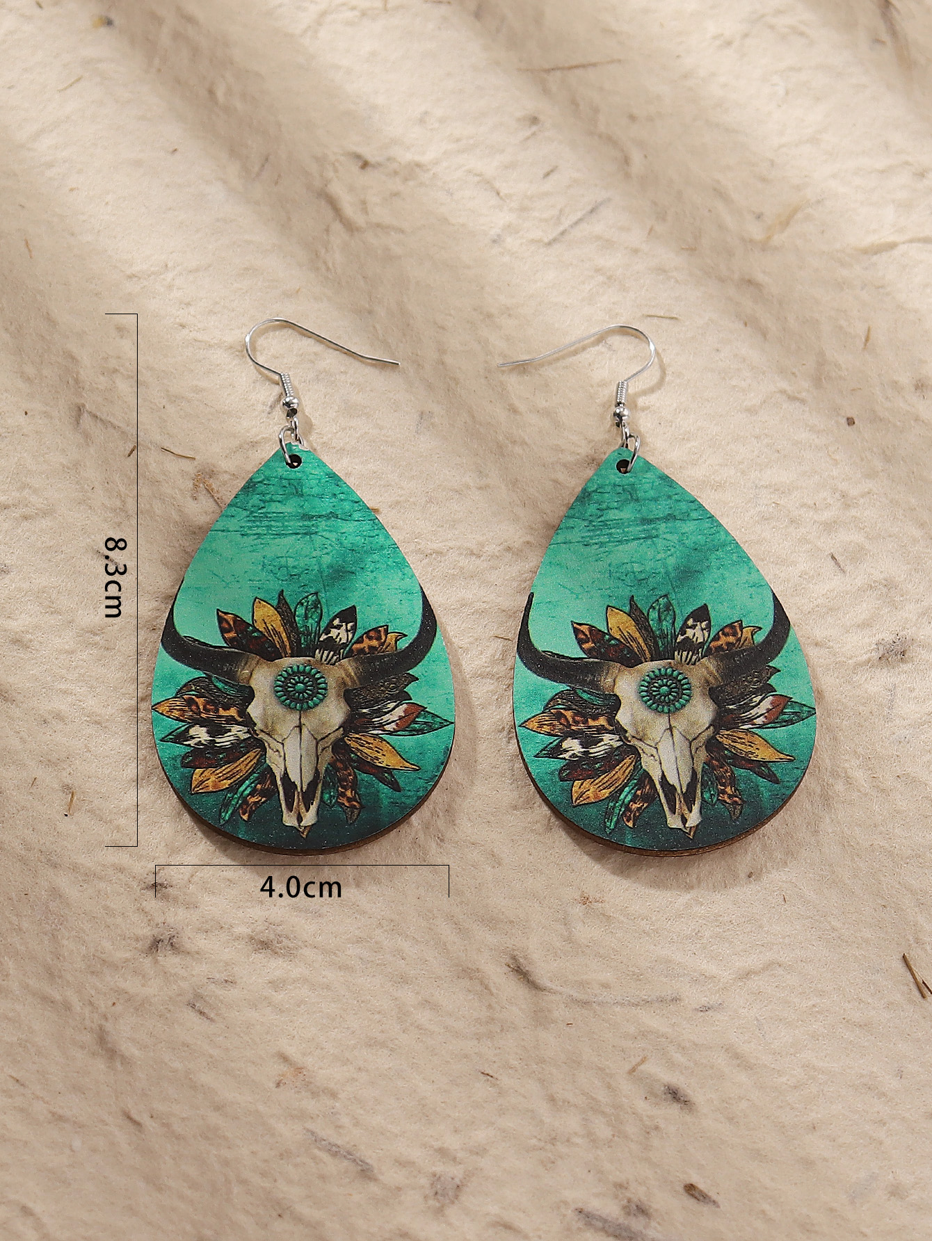 Wholesale Jewelry 1 Pair Cowboy Style Water Droplets Cattle Wood Drop Earrings display picture 3
