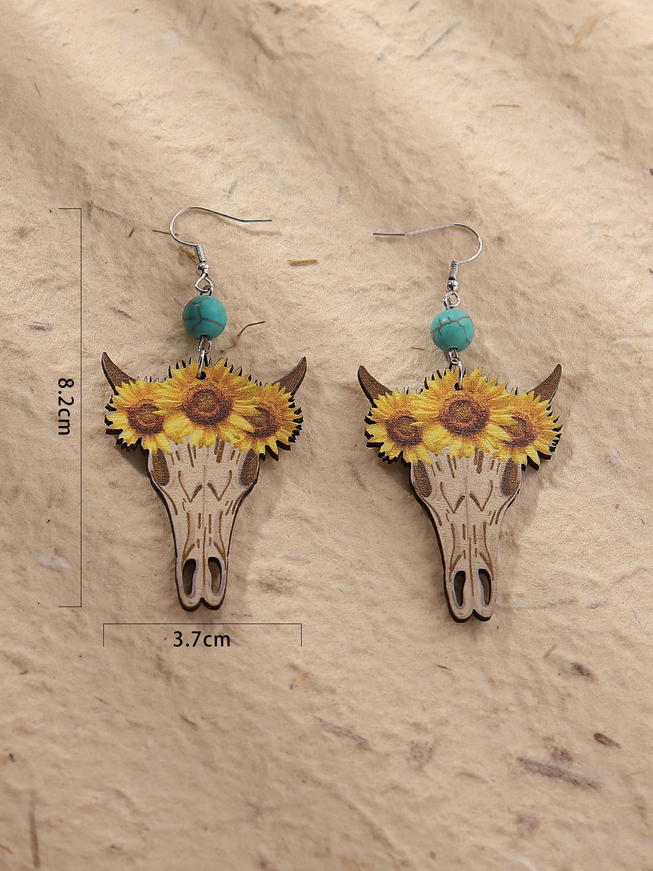 Wholesale Jewelry 1 Pair Cowboy Style Water Droplets Cattle Wood Drop Earrings display picture 8