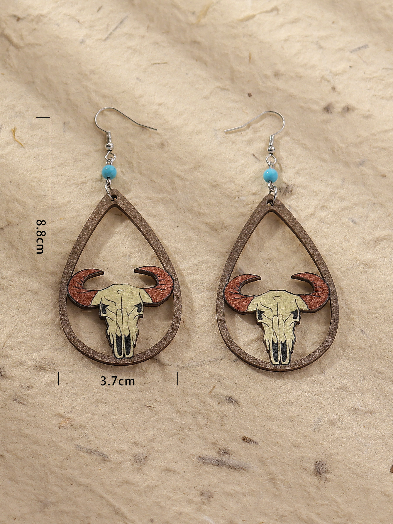 Wholesale Jewelry 1 Pair Cowboy Style Water Droplets Cattle Wood Drop Earrings display picture 12