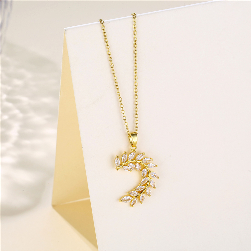 Stainless Steel Titanium Steel 18K Gold Plated Korean Style Plating Inlay Cross Swan Eye Zircon Pendant Necklace display picture 17
