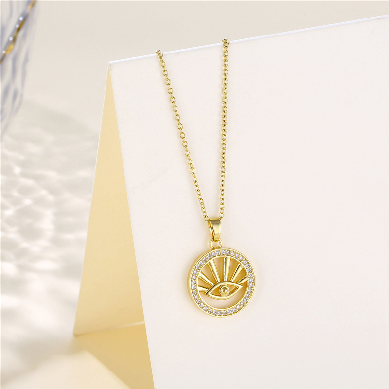 Stainless Steel Titanium Steel 18K Gold Plated Korean Style Plating Inlay Cross Swan Eye Zircon Pendant Necklace display picture 1