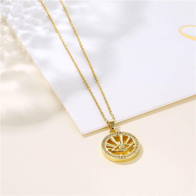 Stainless Steel Titanium Steel 18K Gold Plated Korean Style Plating Inlay Cross Swan Eye Zircon Pendant Necklace display picture 2