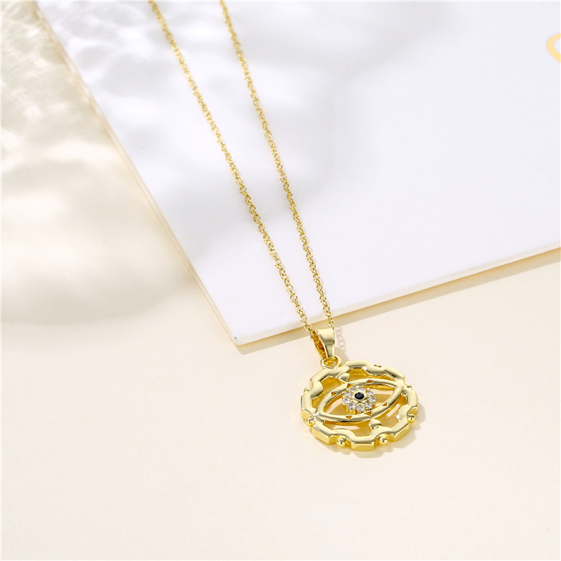 Stainless Steel Titanium Steel 18K Gold Plated Korean Style Plating Inlay Cross Swan Eye Zircon Pendant Necklace display picture 8