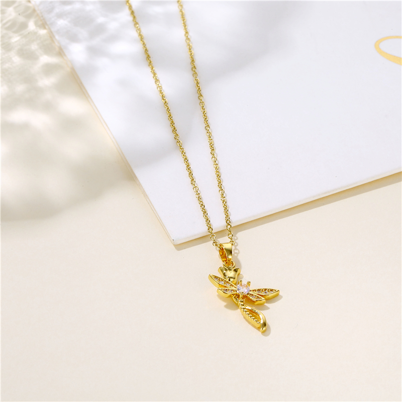 Stainless Steel Titanium Steel 18K Gold Plated Korean Style Plating Inlay Cross Swan Eye Zircon Pendant Necklace display picture 14