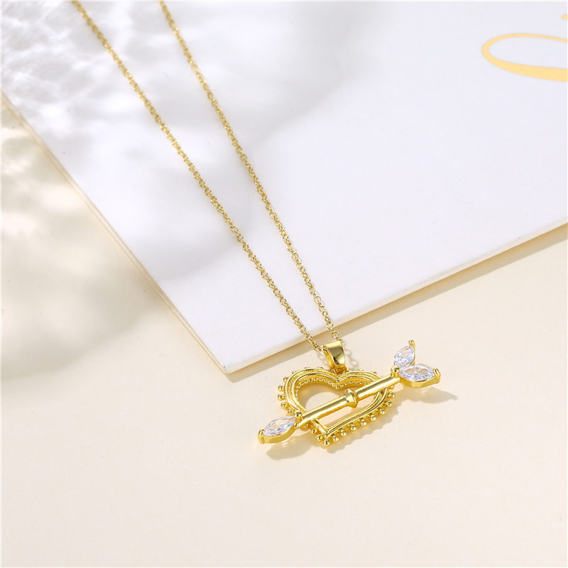 Stainless Steel Titanium Steel 18K Gold Plated Korean Style Plating Inlay Cross Swan Eye Zircon Pendant Necklace display picture 20