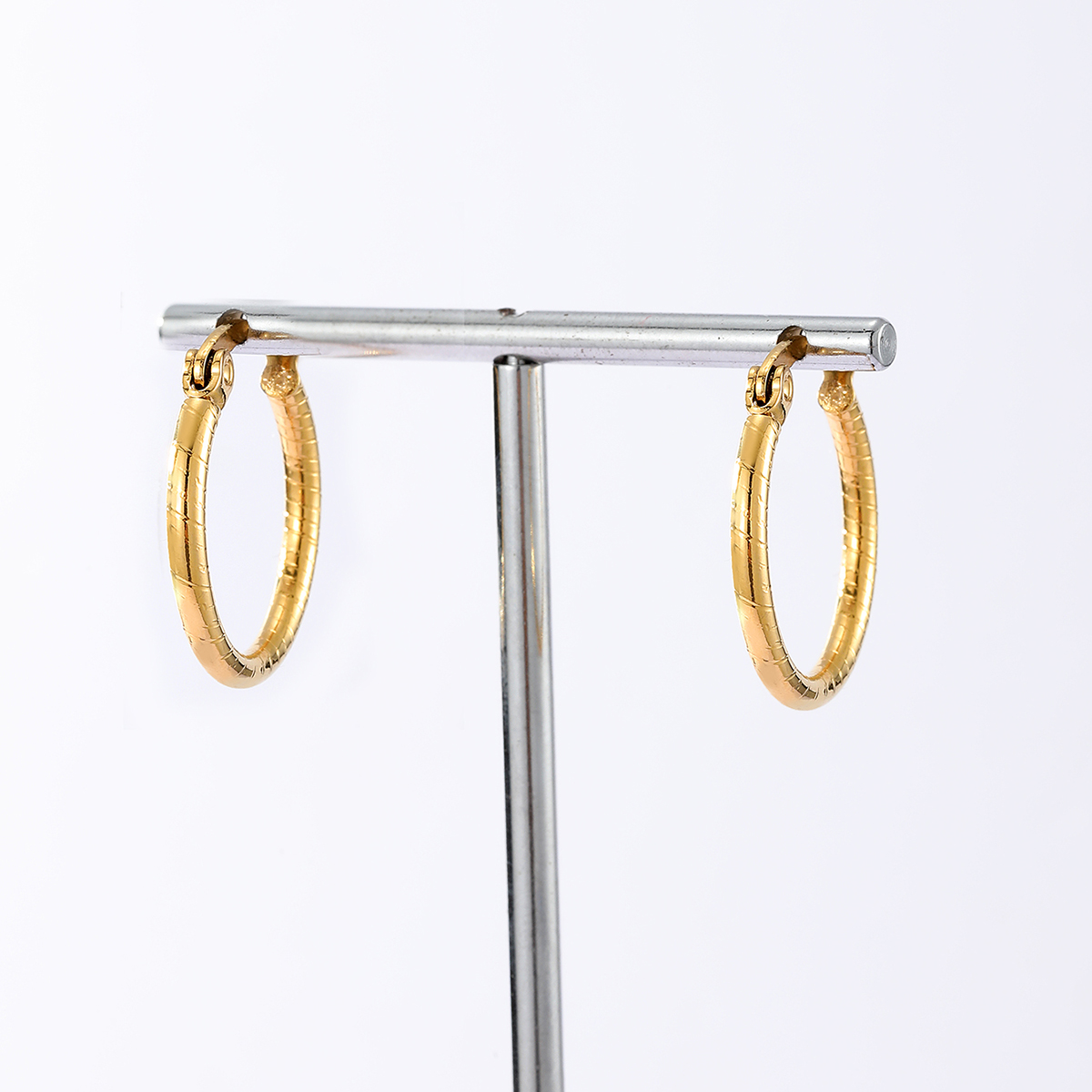 1 Pair Simple Style Circle Plating Stainless Steel 18K Gold Plated Hoop Earrings display picture 3