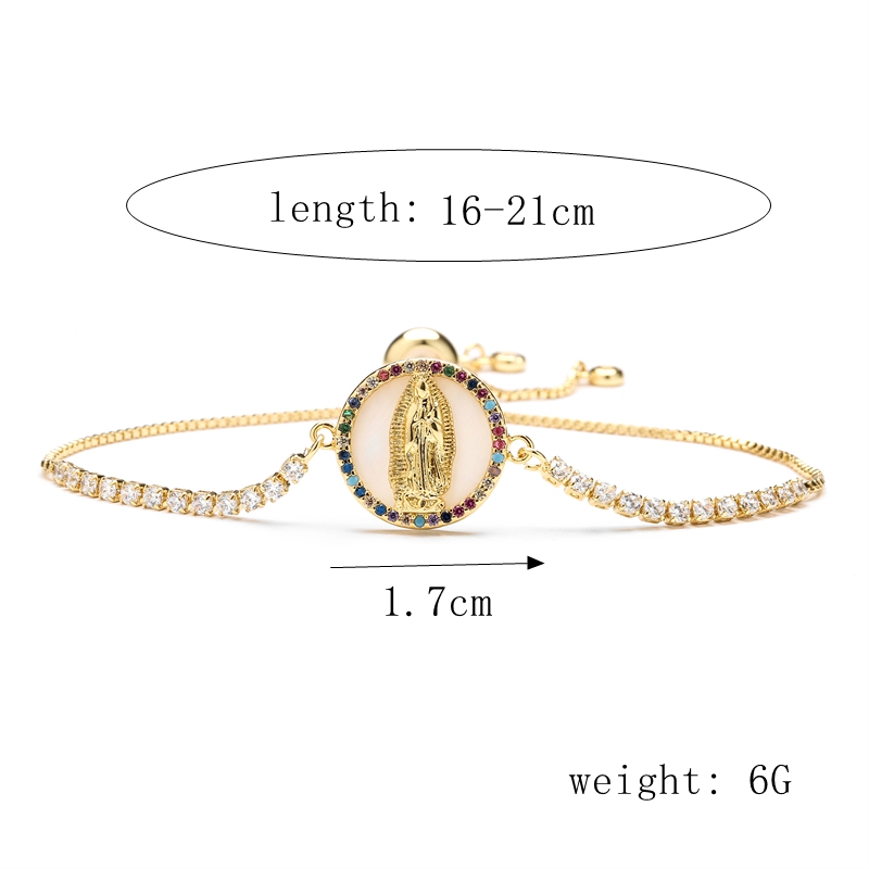Style Classique Rond Vierge Marie Le Cuivre Zircon Bracelets En Masse display picture 1