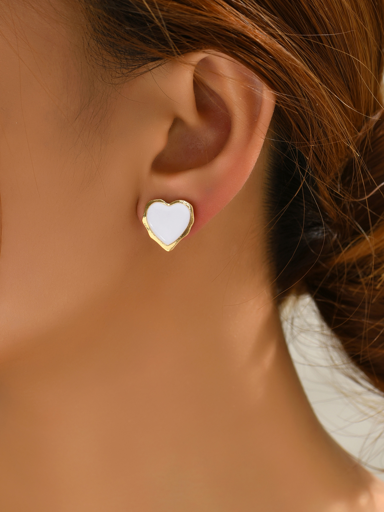 Wholesale Jewelry 1 Pair Simple Style Heart Shape Alloy Ear Studs display picture 6