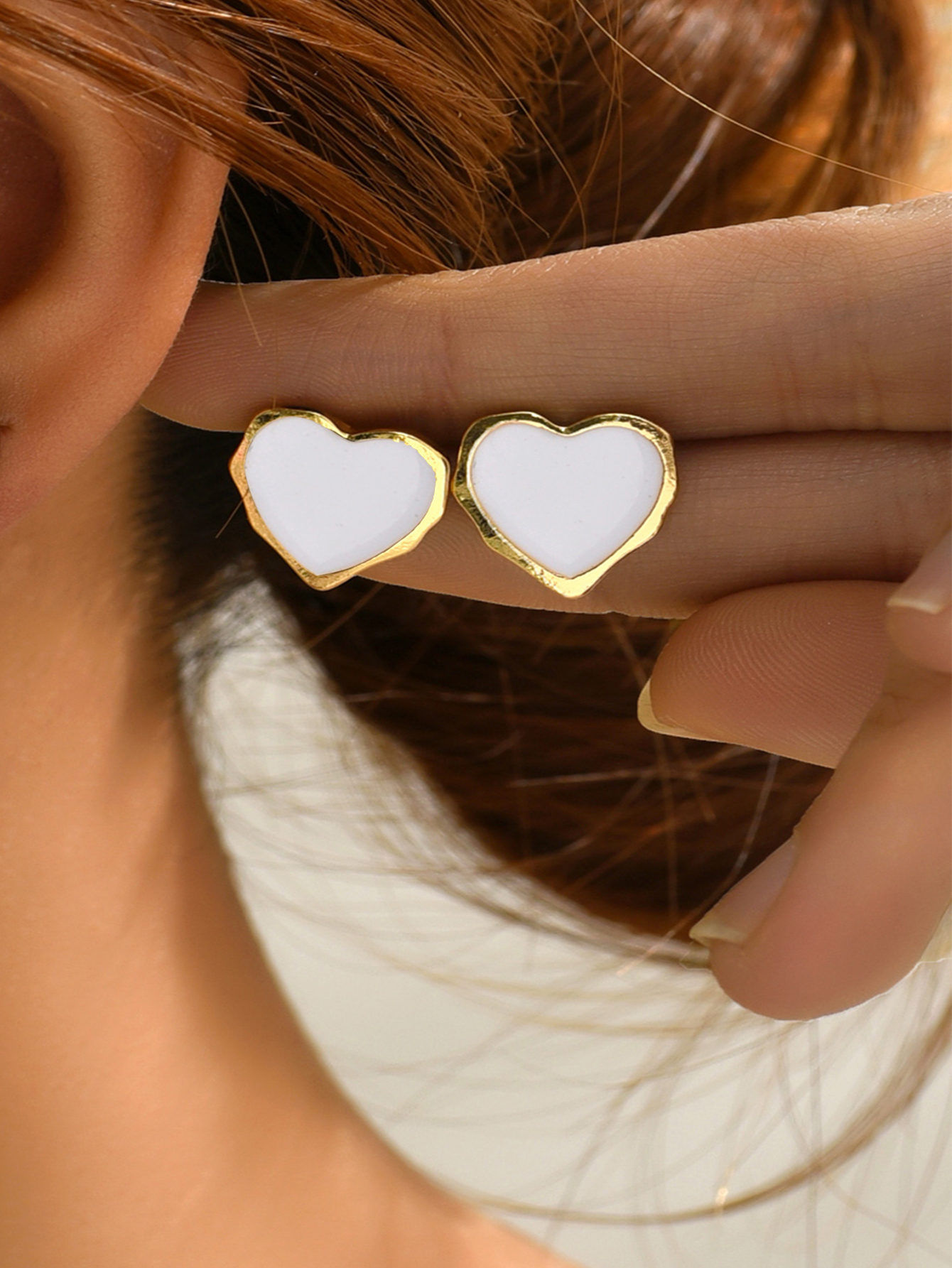Wholesale Jewelry 1 Pair Simple Style Heart Shape Alloy Ear Studs display picture 5