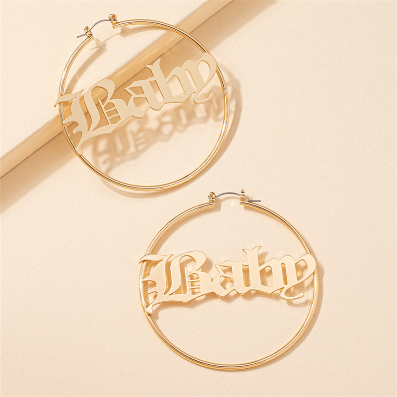 1 Pair Y2k Exaggerated Letter Plating Alloy Hoop Earrings display picture 4