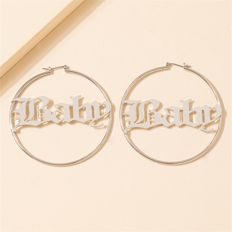 1 Pair Y2k Exaggerated Letter Plating Alloy Hoop Earrings display picture 1