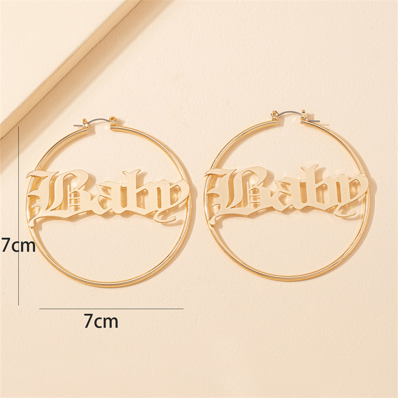 1 Pair Y2k Exaggerated Letter Plating Alloy Hoop Earrings display picture 6