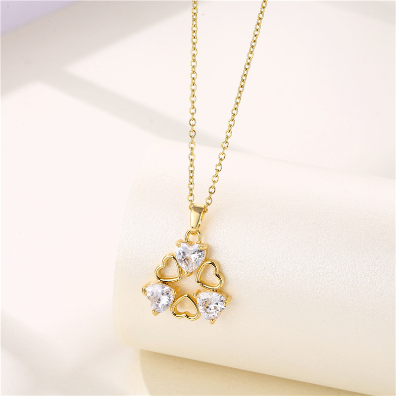 Stainless Steel Titanium Steel 18K Gold Plated INS Style Plating Inlay Sun Heart Shape Whale Zircon Pendant Necklace display picture 1