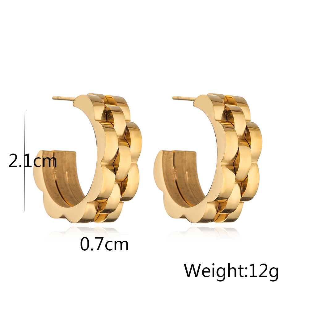 1 Paar INS-Stil C-Form Auge Emaille Überzug Edelstahl 304 Tropfenohrringe display picture 2