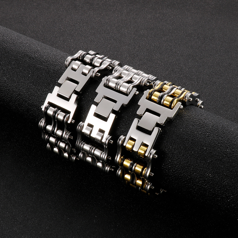 Hip-Hop Solid Color Stainless Steel Patchwork 18K Gold Plated Men'S Bracelets display picture 5