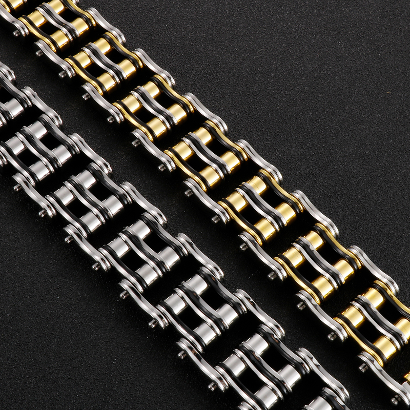 Hip-Hop Solid Color Stainless Steel Patchwork 18K Gold Plated Men'S Bracelets display picture 2