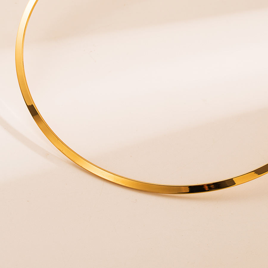 Ins Style Round Stainless Steel Polishing Plating 18k Gold Plated Choker display picture 2