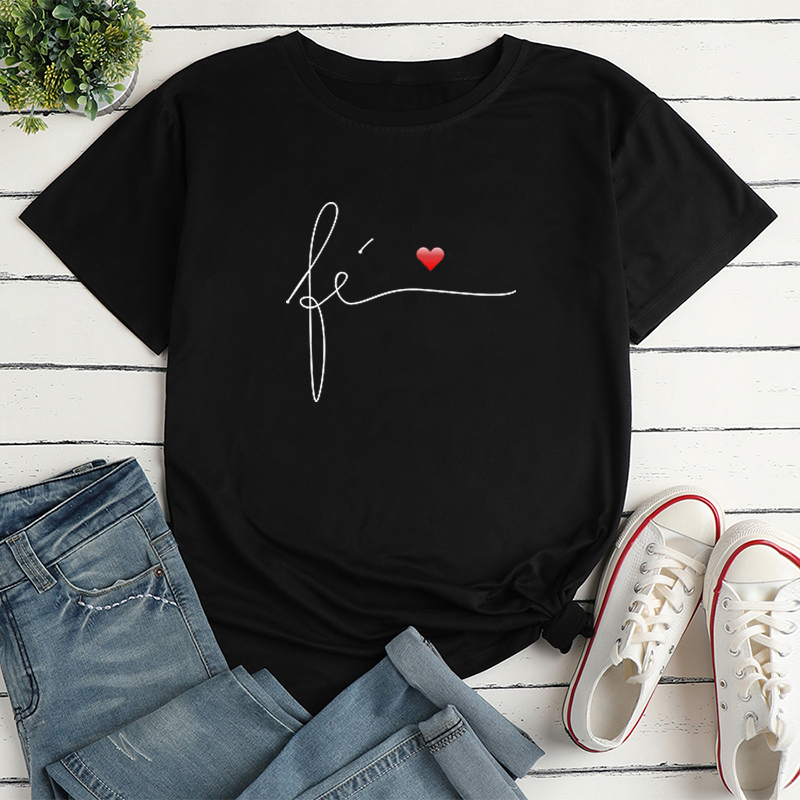 Women's T-shirt Short Sleeve T-shirts Printing Casual Letter Heart Shape display picture 8