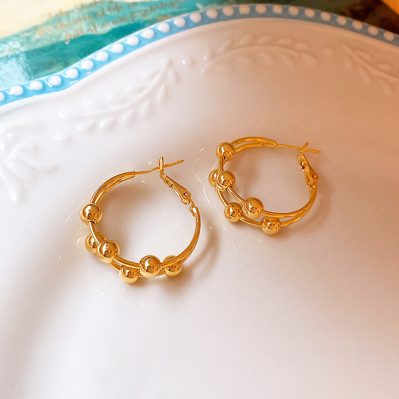 1 Pair Vintage Style Circle Titanium Steel Plating 18k Gold Plated White Gold Plated Hoop Earrings display picture 4
