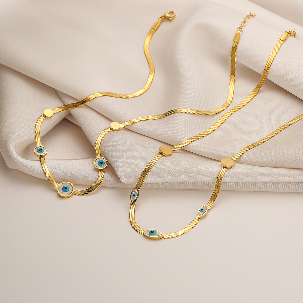 Edelstahl 304 18 Karat Vergoldet INS-Stil Überzug Teufels Auge Halskette display picture 4