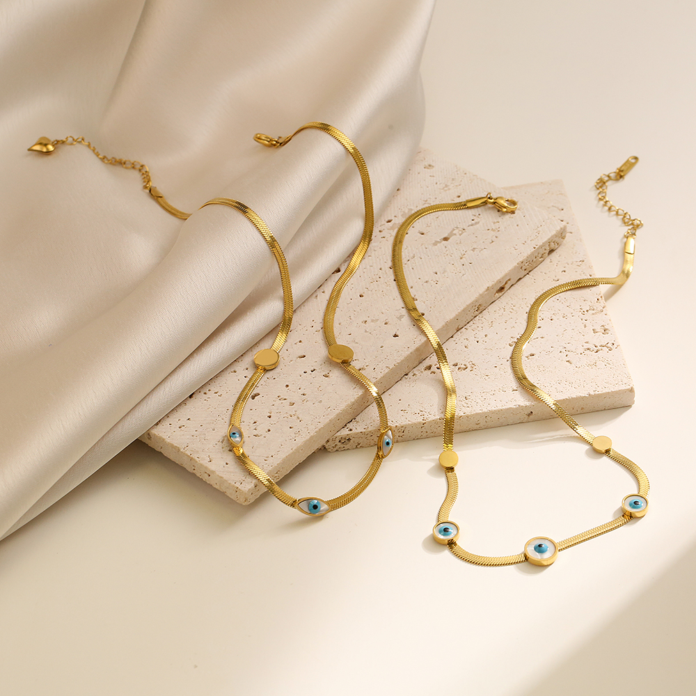 Edelstahl 304 18 Karat Vergoldet INS-Stil Überzug Teufels Auge Halskette display picture 2