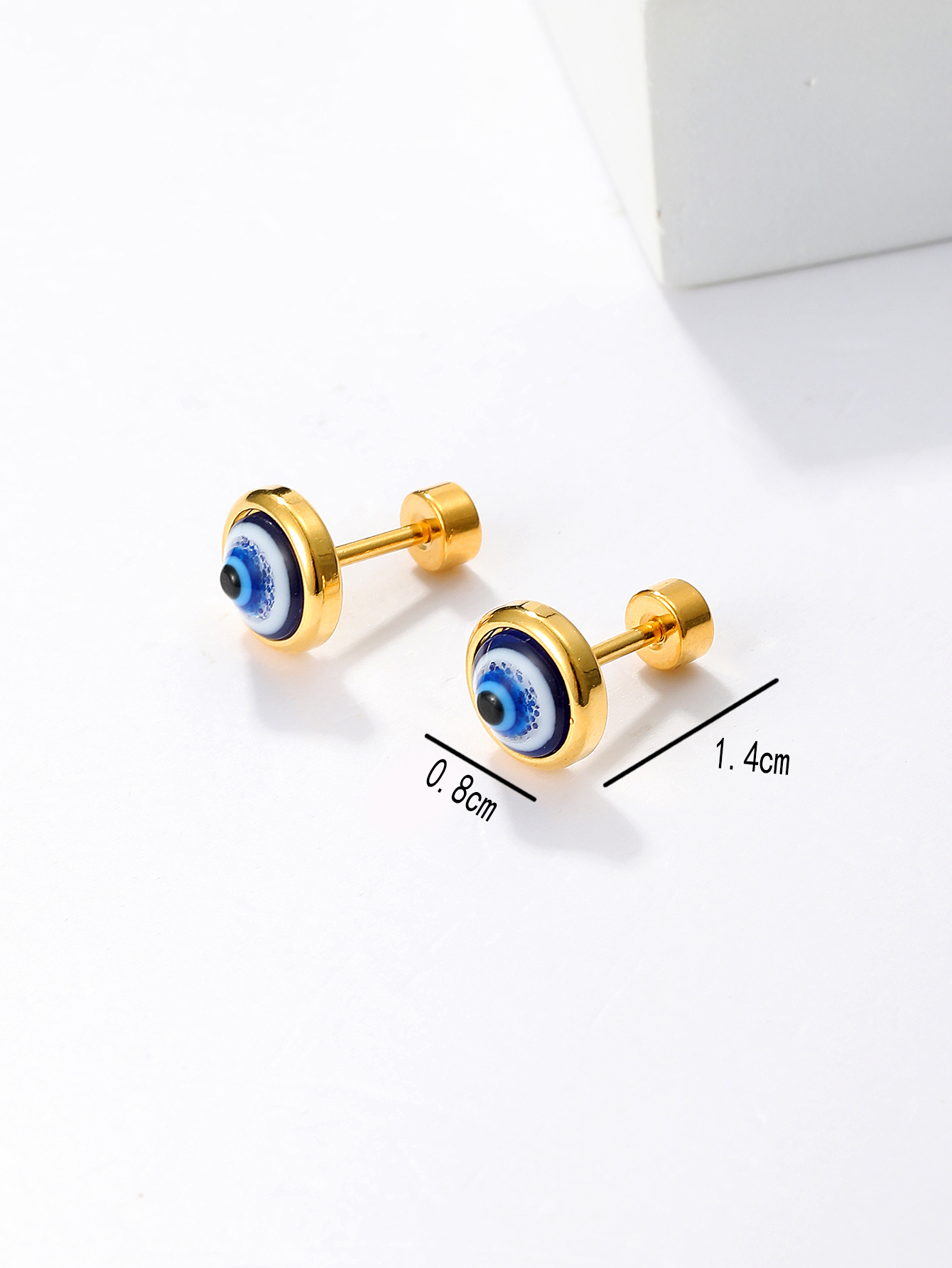 1 Pair Cool Style Devil'S Eye Plating Inlay Stainless Steel Resin 18K Gold Plated Ear Studs display picture 3