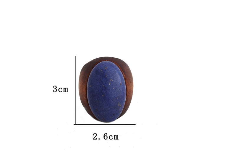 1 Piece Simple Style Oval Wood Inlay Lapis Lazuli Women's Rings display picture 5