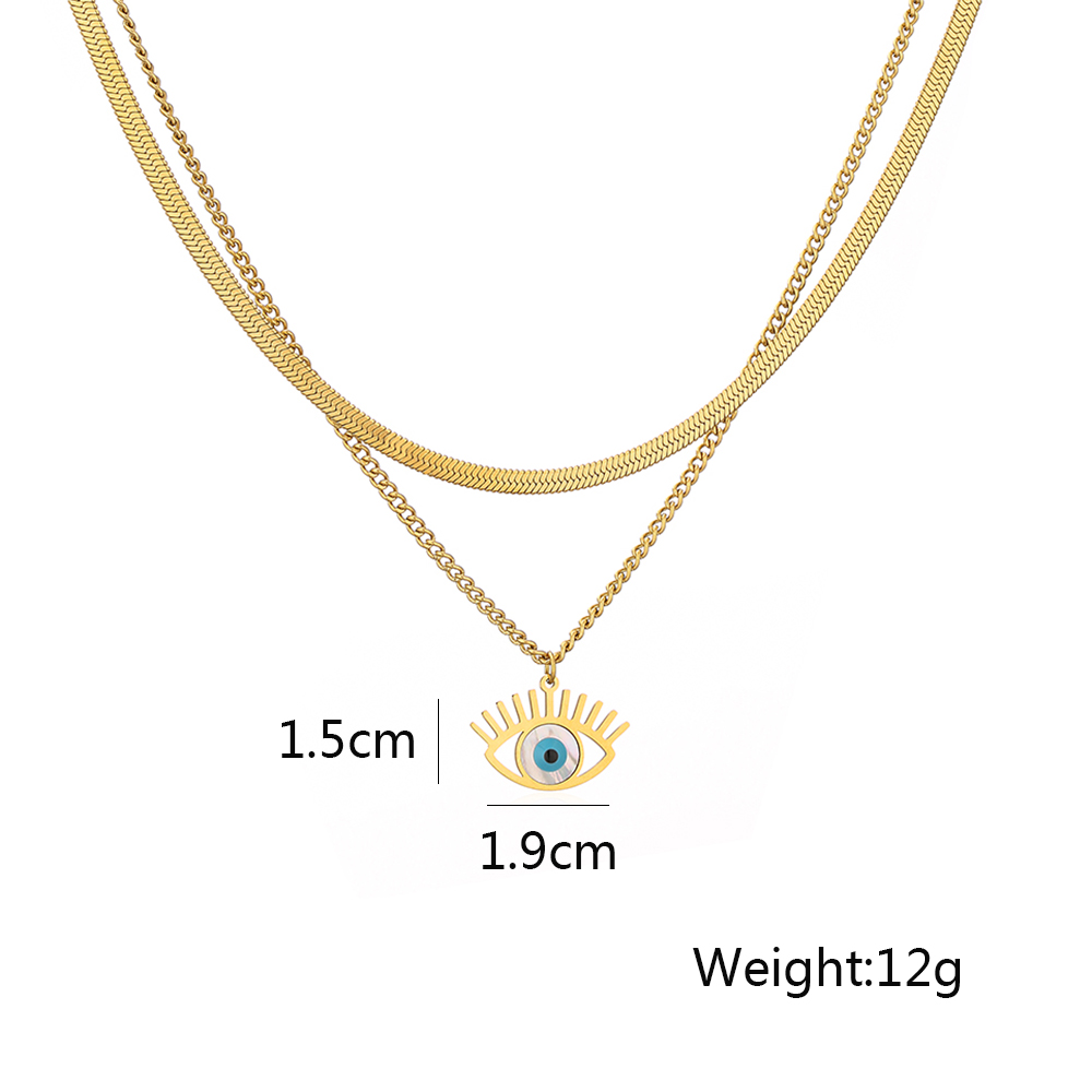 304 Stainless Steel 18K Gold Plated INS Style Inlay Devil'S Eye Turquoise Layered Necklaces display picture 1