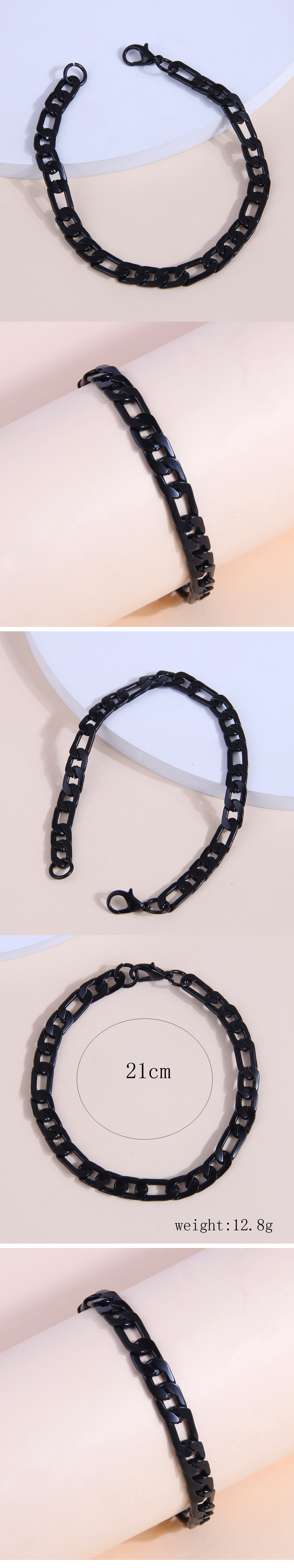 Fashion Simple Stainless Steel Black Metal Chain Temperament Men's Bracelet display picture 1