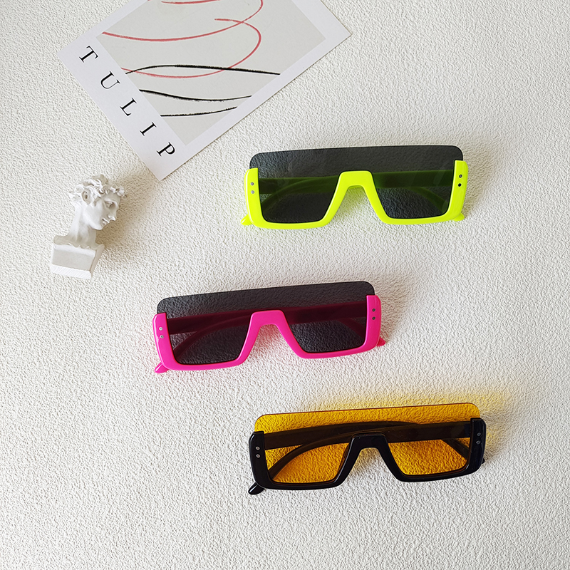 Ins Style Solid Color Pc Resin Square Half Frame Kids Sunglasses display picture 6