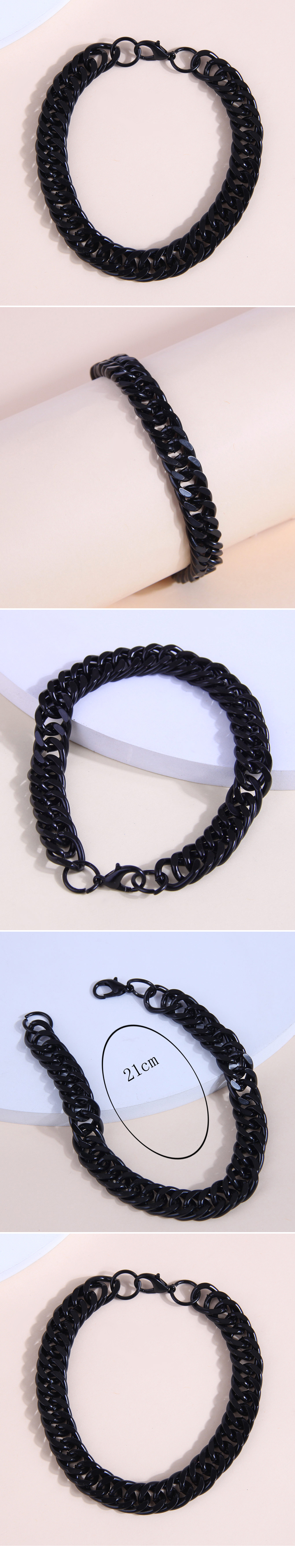 Fashion Simple Stainless Steel Woven Black Metal Chain Temperament Men's Bracelet display picture 1