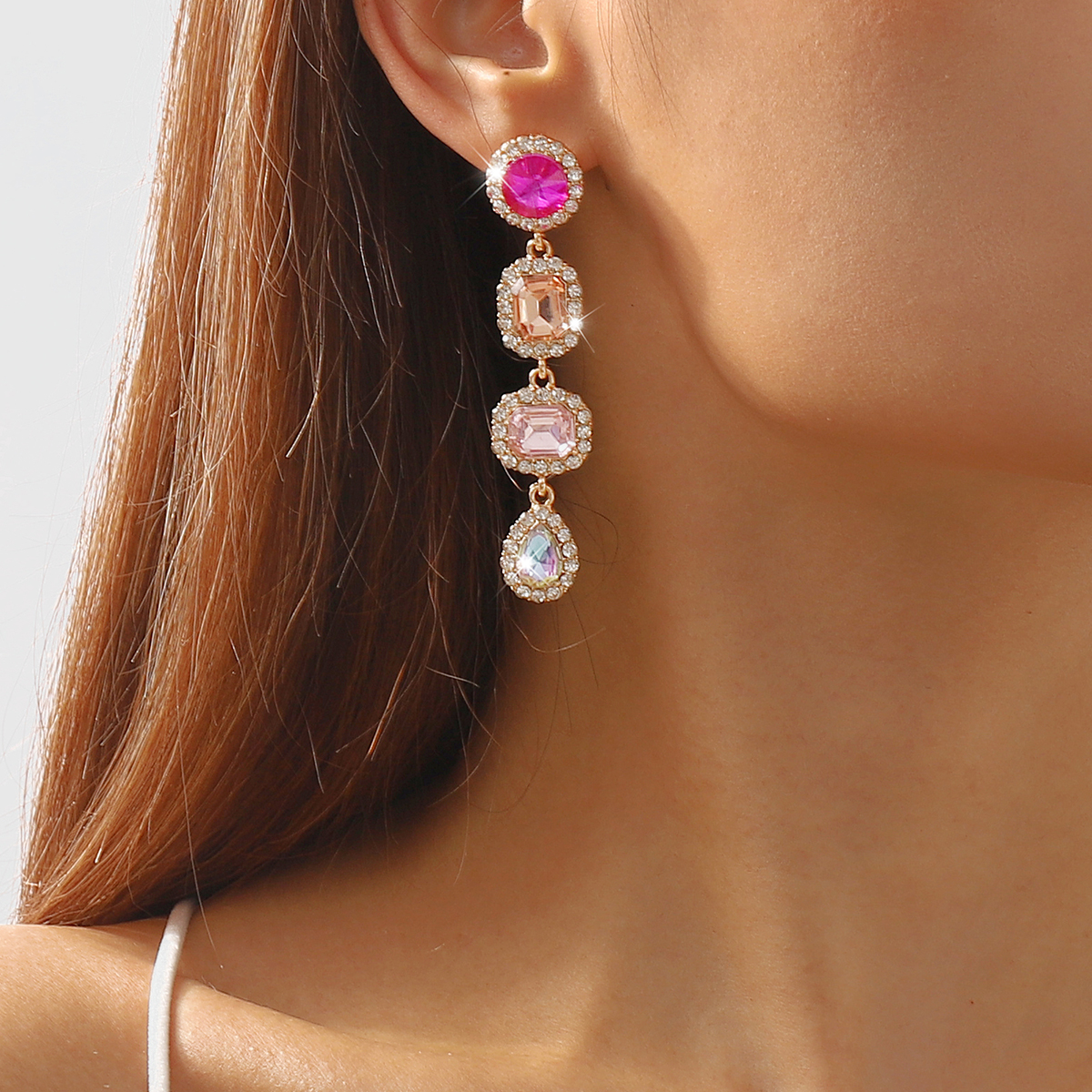 Wholesale Jewelry 1 Pair Simple Style Water Droplets Alloy Rhinestone Rhinestones Drop Earrings display picture 4