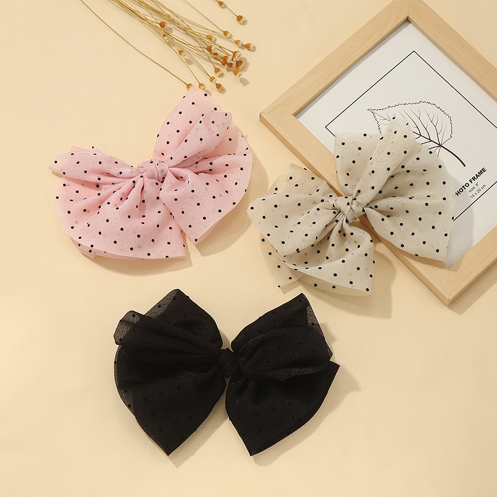 Cute Round Dots Bow Knot Cloth Hair Clip display picture 3