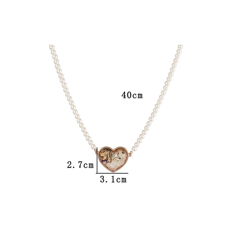1 Piece Simple Style Heart Shape Beaded Alloy Pearl Inlay Shell Women's Necklace display picture 4