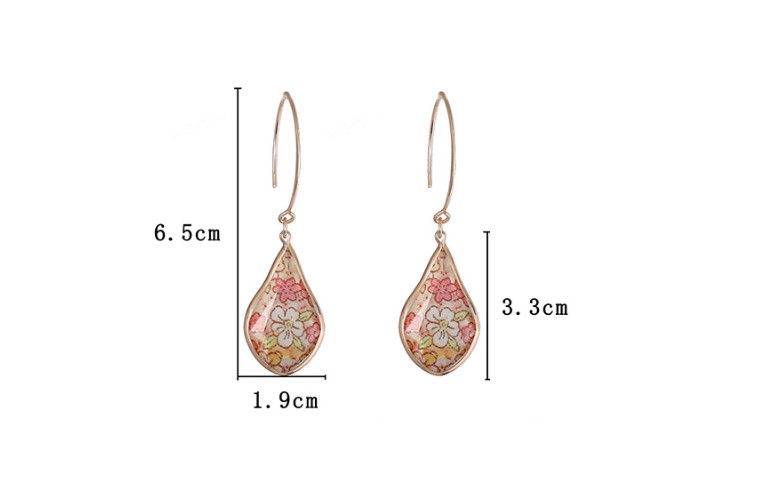 1 Pair Simple Style Water Droplets Flower Leopard Alloy Inlay Shell Women's Drop Earrings display picture 5