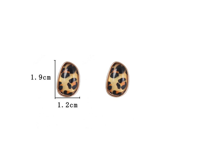 1 Pair Simple Style Oval Leopard Alloy Plating Inlay Shell Women's Ear Studs display picture 5