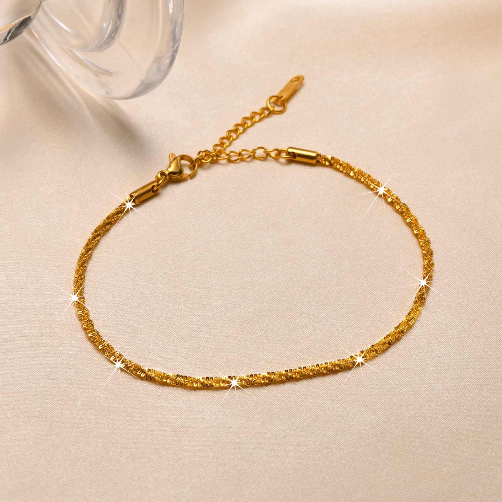 Simple Style Letter 201 Stainless Steel Copper Plating Inlay Zircon 18K Gold Plated Women'S Anklet display picture 4