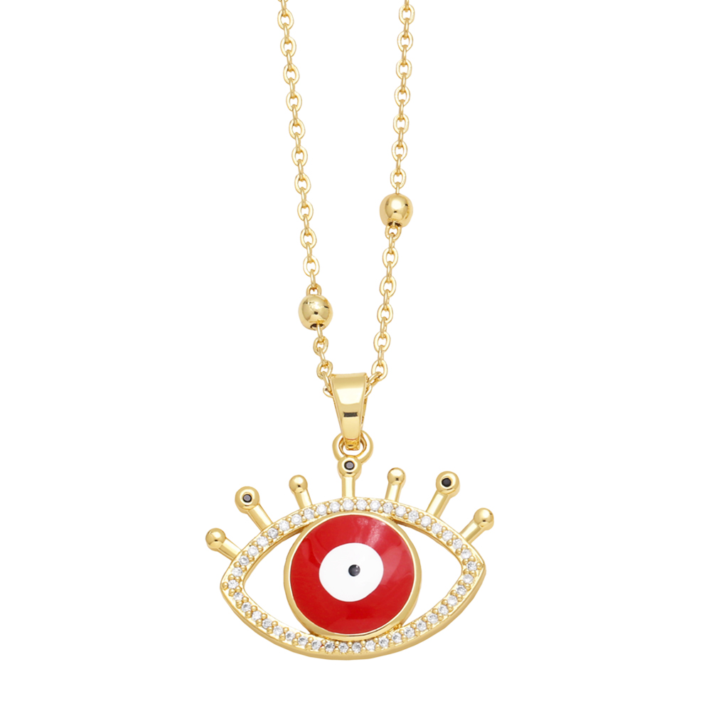 1 Piece Ins Style Devil's Eye Copper Enamel Plating Inlay Zircon 18k Gold Plated Pendant Necklace display picture 4