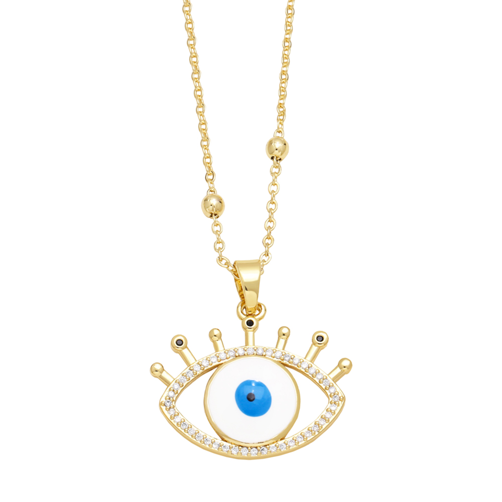1 Piece Ins Style Devil's Eye Copper Enamel Plating Inlay Zircon 18k Gold Plated Pendant Necklace display picture 3