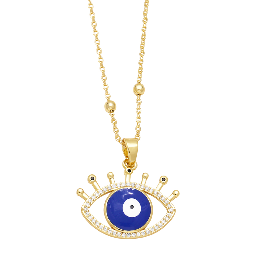 1 Piece Ins Style Devil's Eye Copper Enamel Plating Inlay Zircon 18k Gold Plated Pendant Necklace display picture 5