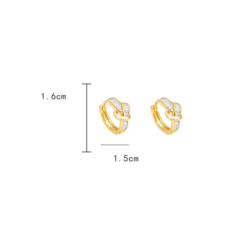 1 Pair Korean Style Knot Inlay Alloy Zircon Hoop Earrings display picture 3