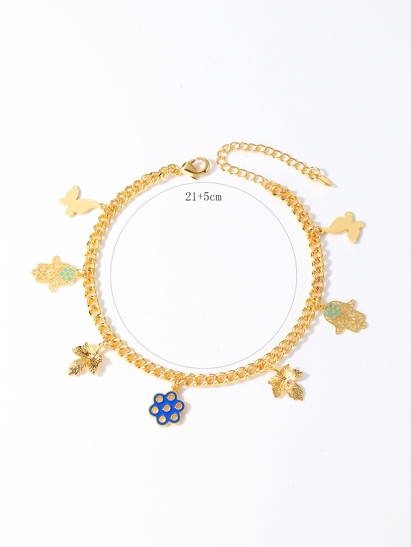 Retro Maple Leaf Butterfly 18k Gold Plated Copper Wholesale Anklet display picture 8