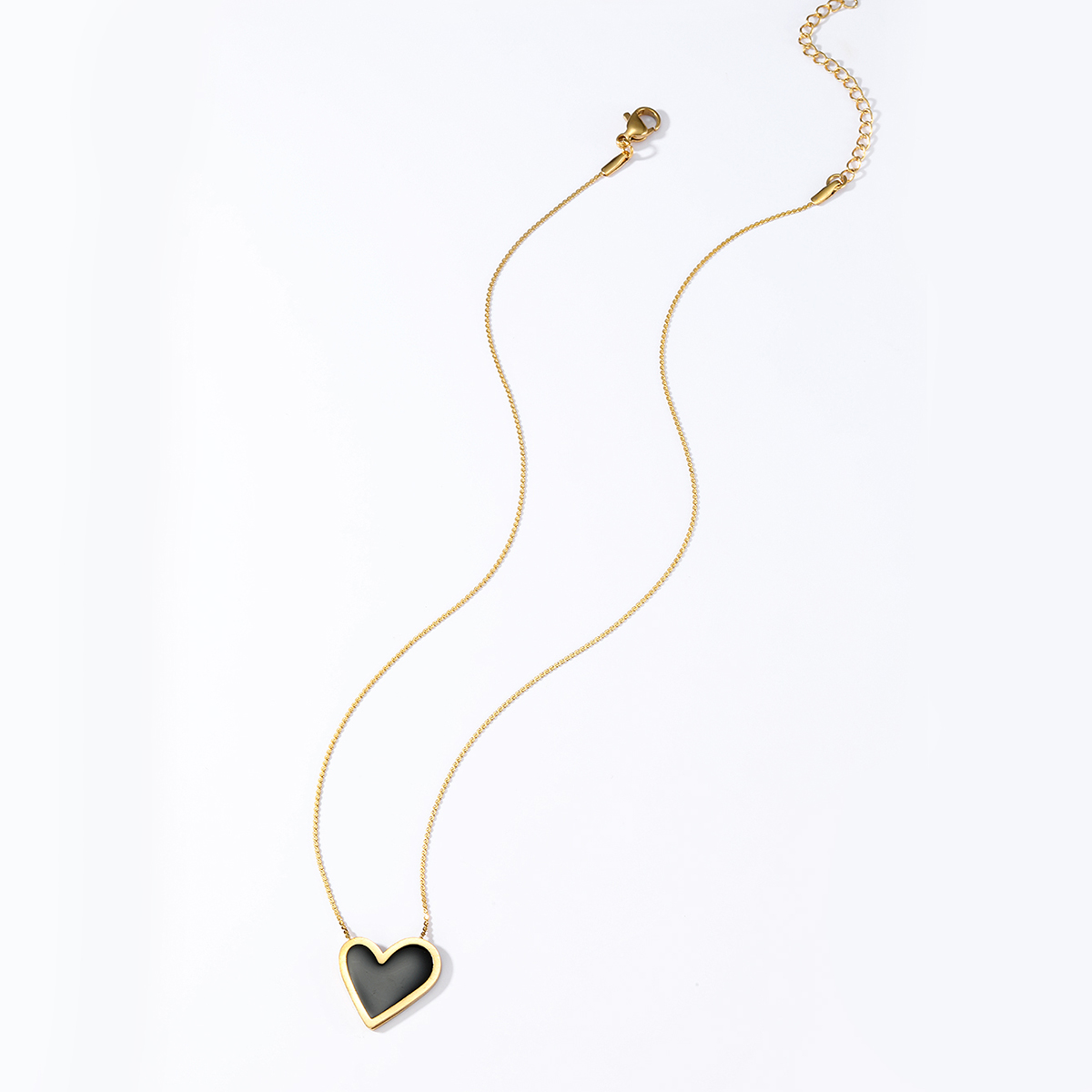 Stainless Steel 18K Gold Plated Simple Style Enamel Plating Heart Shape Resin Pendant Necklace display picture 2