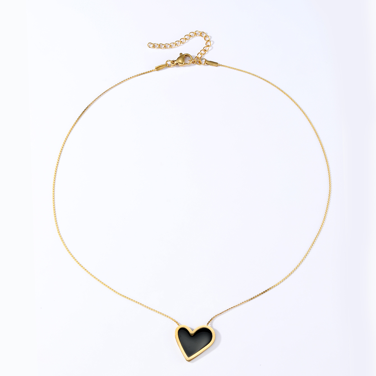 Stainless Steel 18K Gold Plated Simple Style Enamel Plating Heart Shape Resin Pendant Necklace display picture 3