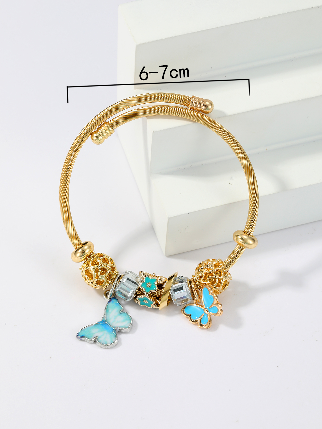 Simple Style Pentagram Ball Butterfly Stainless Steel 18K Gold Plated Resin Bangle In Bulk display picture 2