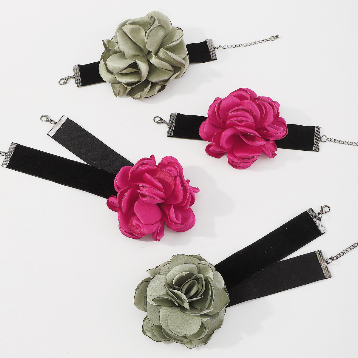 Wholesale Jewelry Simple Style Flower Flocking Cloth Iron Fabric Flowers Choker display picture 7