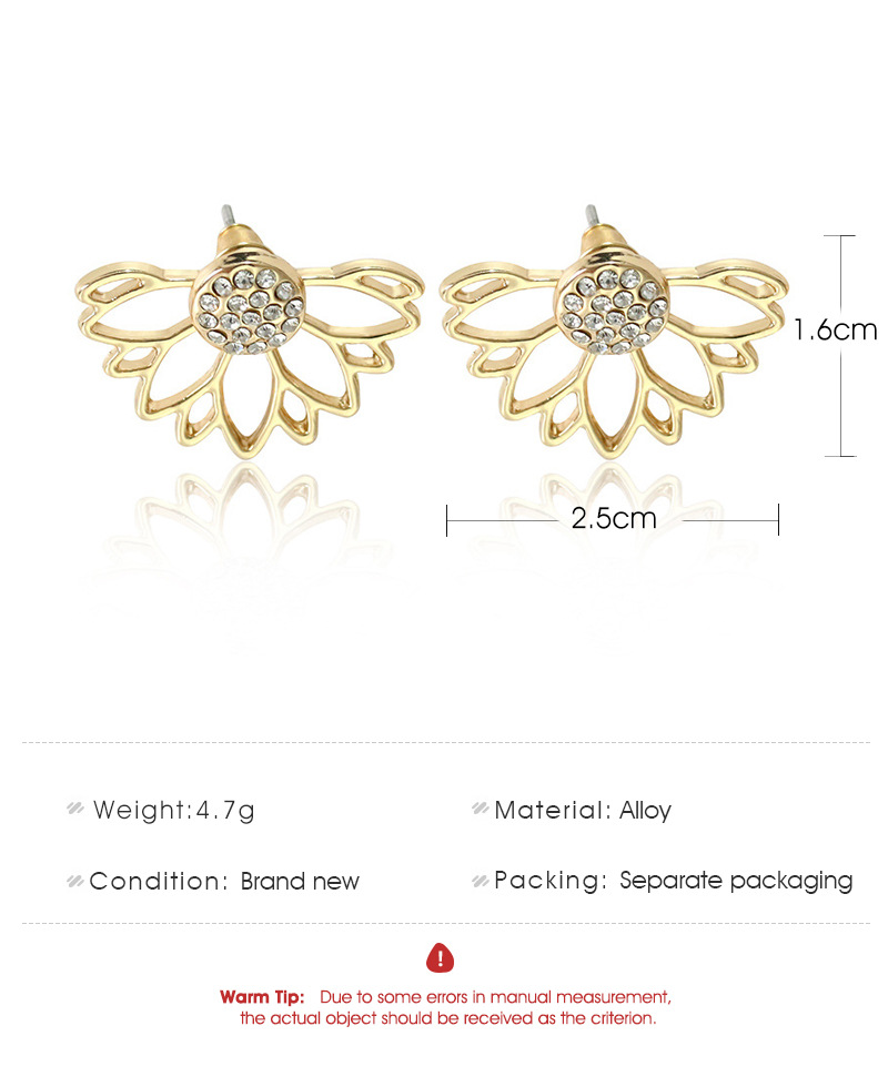 Wholesale Jewelry 1 Pair Simple Style Lotus Alloy Artificial Diamond Gold Plated Silver Plated Ear Studs display picture 1