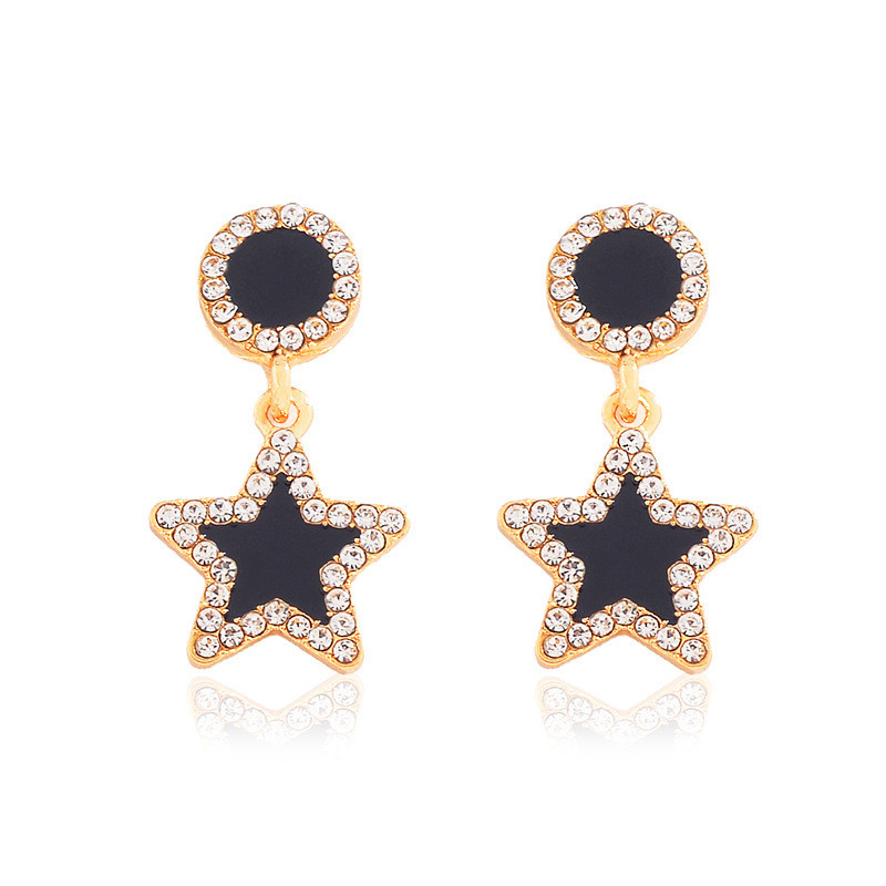 Bijoux En Gros 1 Paire Style Simple Pentacle Rond Carré Alliage Diamant Artificiel Plaqué Or Boucles D'oreilles Boucles D'oreilles display picture 6